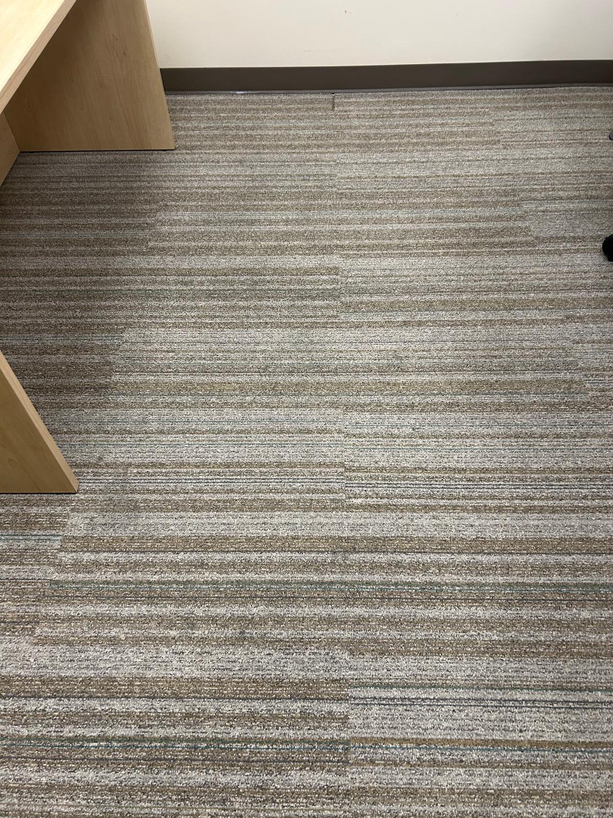Commercial carpet after stain removal and professional restoration